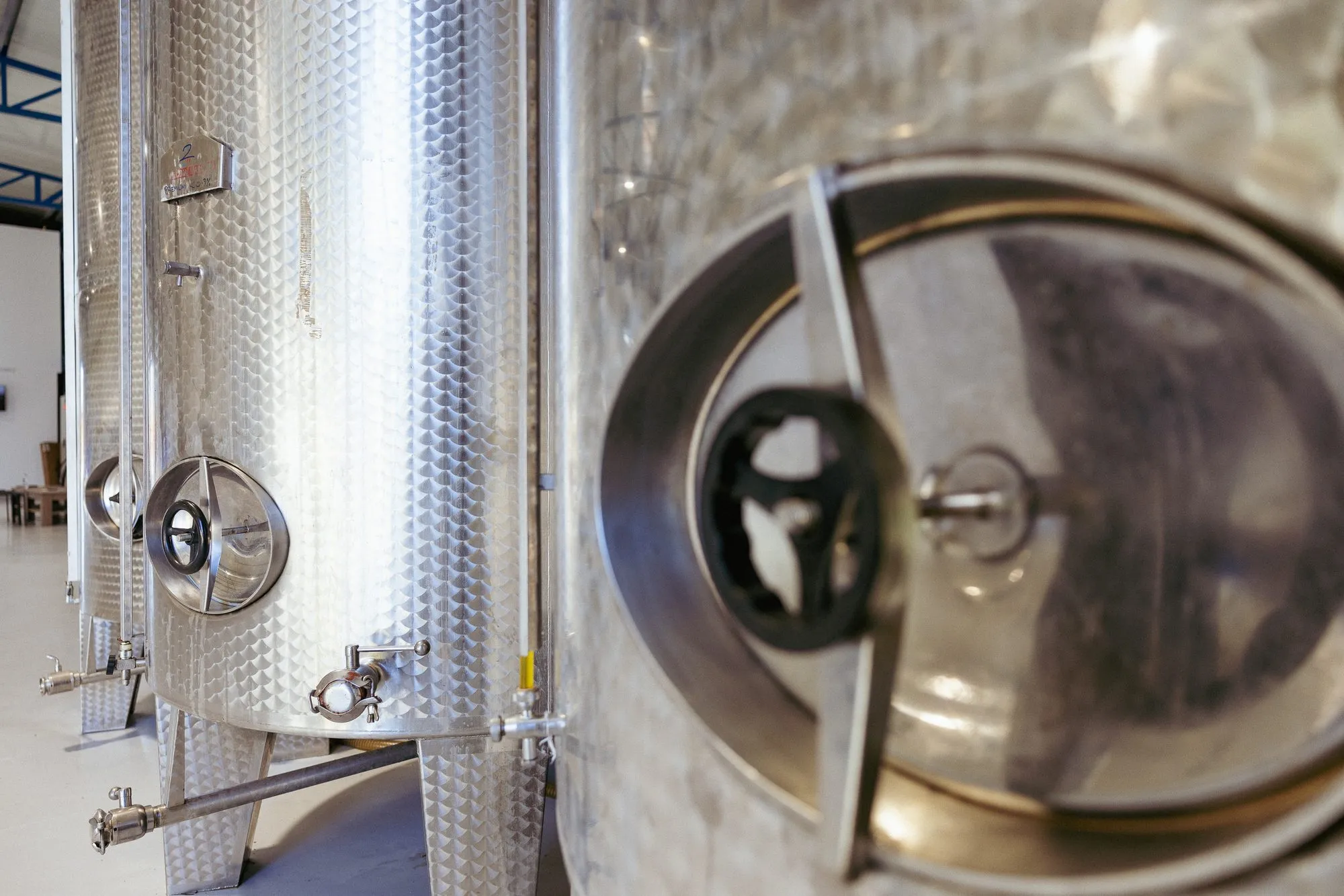 Stainless steel tanks in the oil room